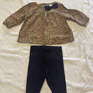 Carters Leopard Print Top and Black Leggings Set